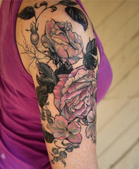Tattoos - vintage botanical rose flower tattoo - 131966