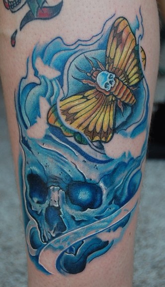Richard Andrews - Skull and moth tattoo