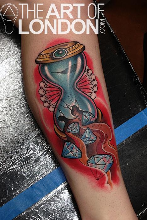 Tattoo Academy London | hour glass diamonds tattoo by london reese tattoonow Tattoo Academy London | hour glass diamonds tattoo by london reese tattoonow