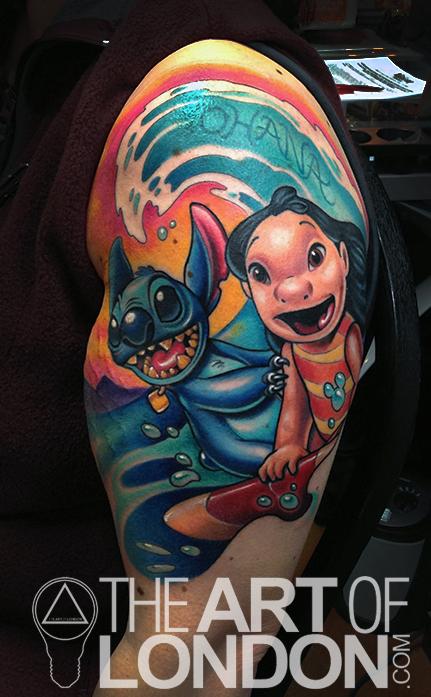 Cartoon Tattoo Artist London | disney lilo and stitch tattoo by london reese tattoonow Cartoon Tattoo Artist London | disney lilo and stitch tattoo by london reese tattoonow