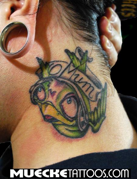 George Muecke - Neck Tattoo bird 