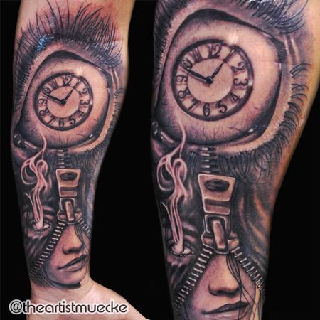 George Muecke - Clock eye tattoo muecke