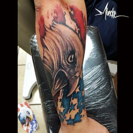 American eagle and flag patriotic tattoo Tattoo Design Thumbnail