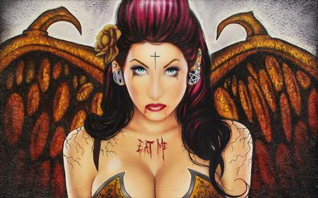 Tattoos - Eat Me Vampire Painting - 71811