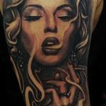 Tattoos - Smoking Girl Portrait Tattoo - 108175