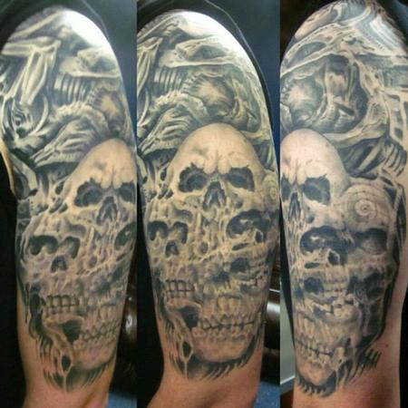 Tattoos - Bio mechanical skull halfsleeve - 106284