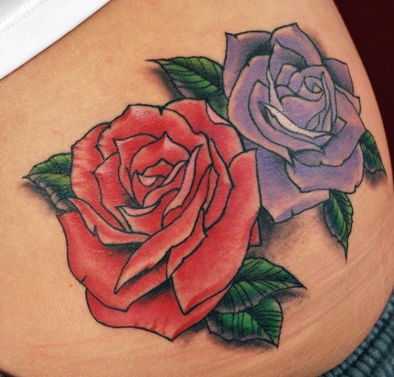 BJ Betts Red and Purple Roses tattoo