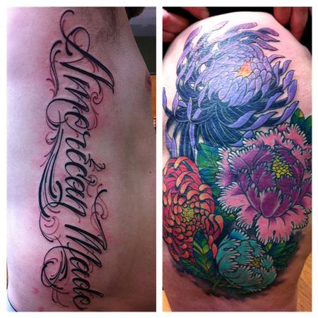 Tattoos - Flowers and script tattoo - 65226