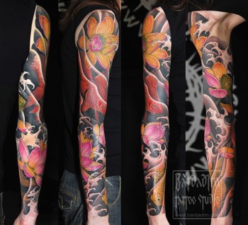 Japanese Flower Sleeve Tattoo