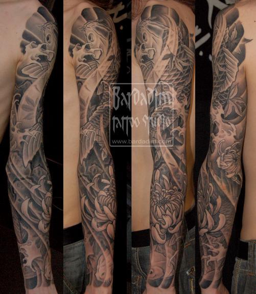 Looking for unique George Bardadim Tattoos Japanese full sleeve tattoo