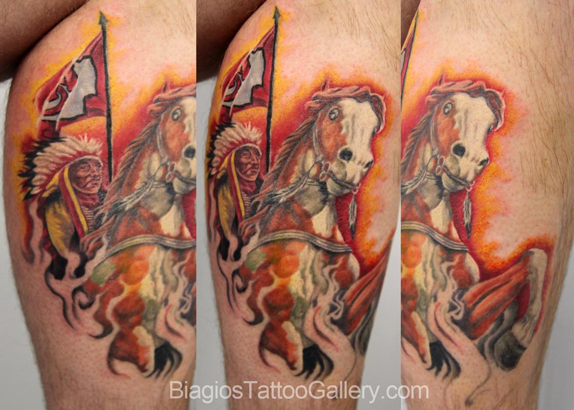 Warpaint KC Cheifs tribute by Adam Ray Tattoos