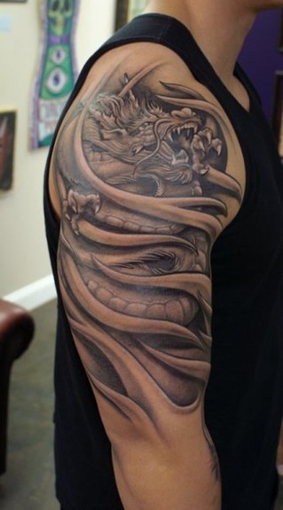 Looking for unique Bili Vegas Tattoos Japanese inspired dragon sleeve