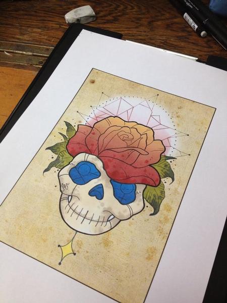 Tattoos - Skull And rose - 91741