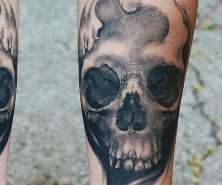 Tattoos - Healed forearm skull - 63370