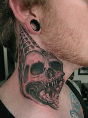Bob Tyrrell Skull on neck tattoo Bob Tyrrell Skull on neck tattoo