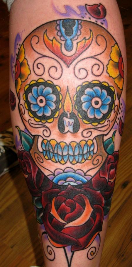 Traditional Color Skull Tattoo