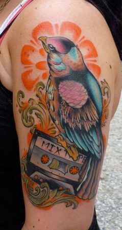 Tattoos - Bryan Reynolds - Bird with Mix Tape
