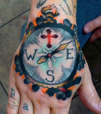 tattoos on hand. Compass Hand Tattoo