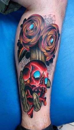 Traditional Color Skull Tattoo