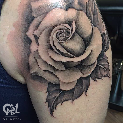 black and gray rose tattoo by capone tattoonow black and gray rose tattoo by capone tattoonow