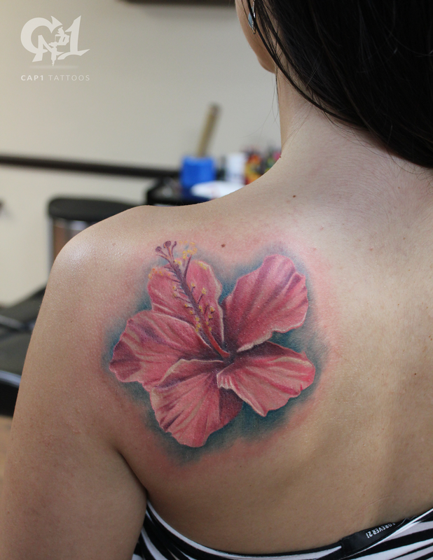 Hibiscus Flower Tattoo by Capone Tattoos