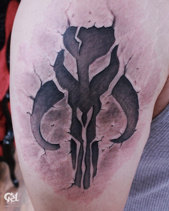 Star Wars Mandalorian skull Tattoo by Capone: TattooNOW