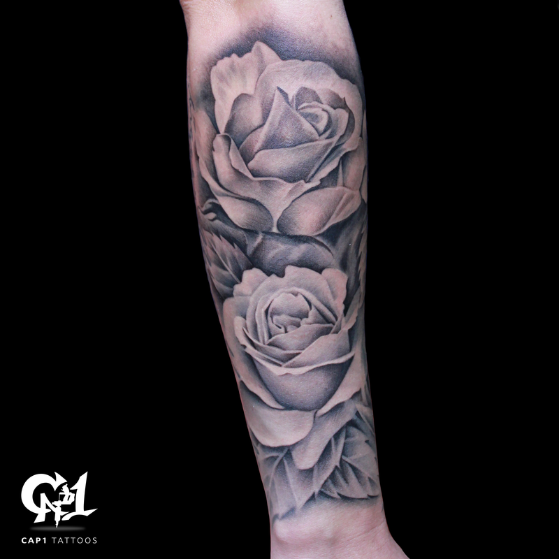 Cap1 Tattoos : Tattoos : Capone : Rose Tattoo Sleeve