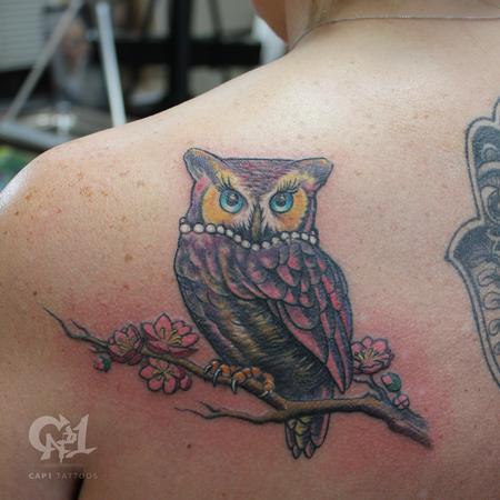 Capone - Color Owl Tattoo