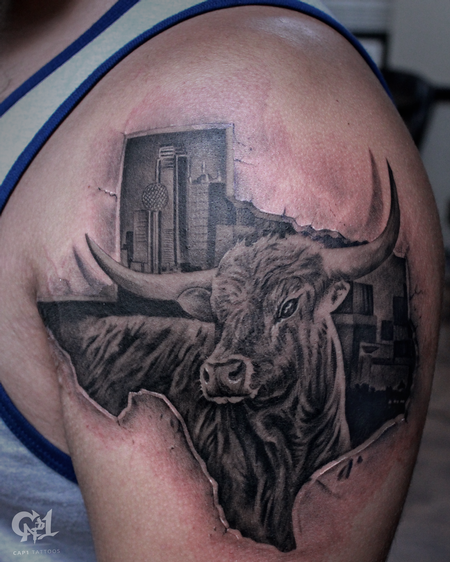 Capone - Texas Longhorn Tattoo