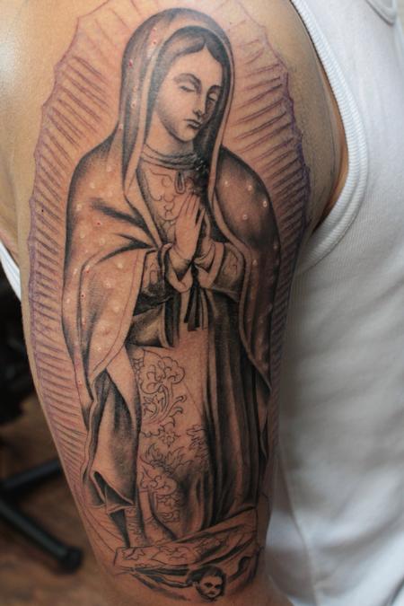Tattoos - Black and Gray Virgin Mary - 120080