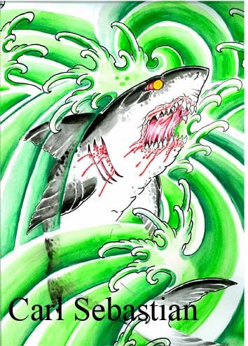 Tattoos - shark water color  - 77502