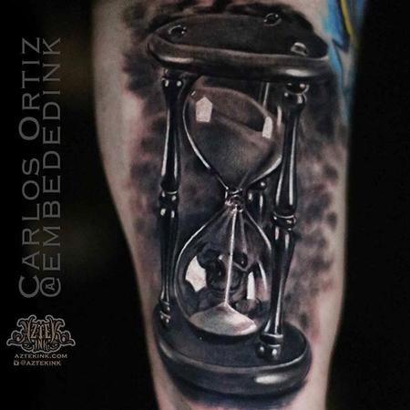 Tattoos - Black and Grey Hourglass - 132032