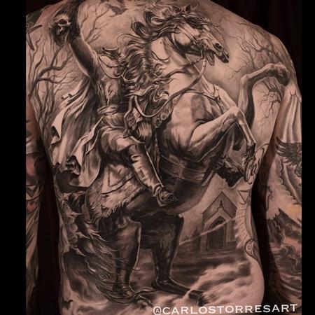 Carlos Torres - Headless Horseman Back Tattoo