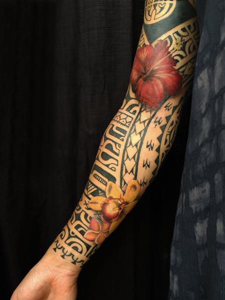 Tattoos - Floral Marquesan sleeve - 128369