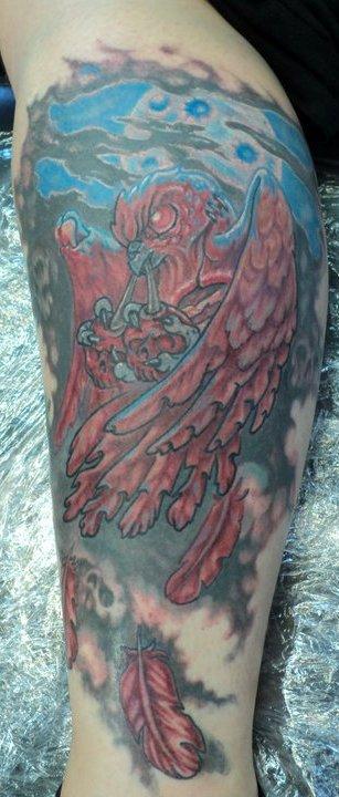 Derek Poitra - Zombie Sparrow Leg Tattoo