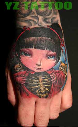Tattoos - Skin Rips tattoos - Ribs Girl