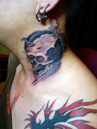 Tattoos - Skull on Neck - 32147