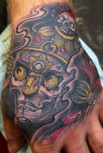 Skull Hand Tattoo Color