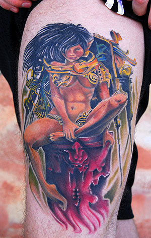 Chris Burnett - Girl On Ledge Si-Fi Custom Color Tattoo Chris Burnett Art Junkies