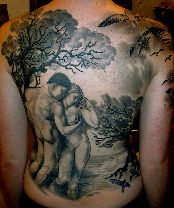 Tattoos image 42 of 74 Adam and Eve back piece Chris Dingwell email