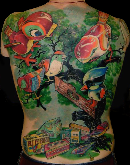 Tattoos image 25 of 74 Birdy Back Piece Chris Dingwell email
