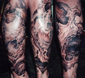  : Tattoos : Chris Dingwell : Abstract rock formation Leg Sleeve