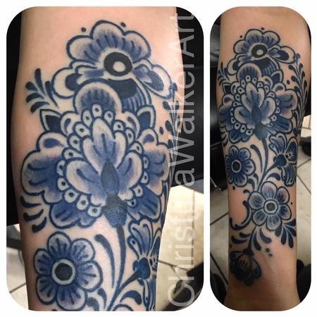 Tattoos - Delft Pottery Inspired Flowers - 127732