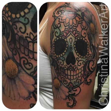 Tattoos - Floral Watercolor Skull - 129665