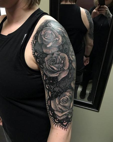 Tattoos - Lace and Rose Half Sleeve - 132492