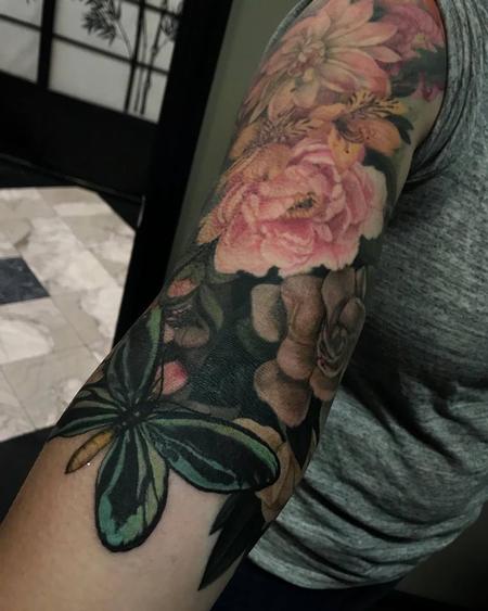Christina Walker - Floral sleeve in progress