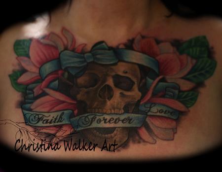 Skull Chest Tattoos For Women