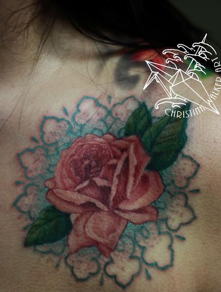 Lace and Roses Close up Tattoo Design Thumbnail