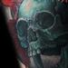 Tattoos - Teal Skull And Maple Leaves - 63899