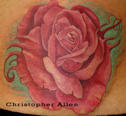 Christopher Allen Realistic rose tattoo